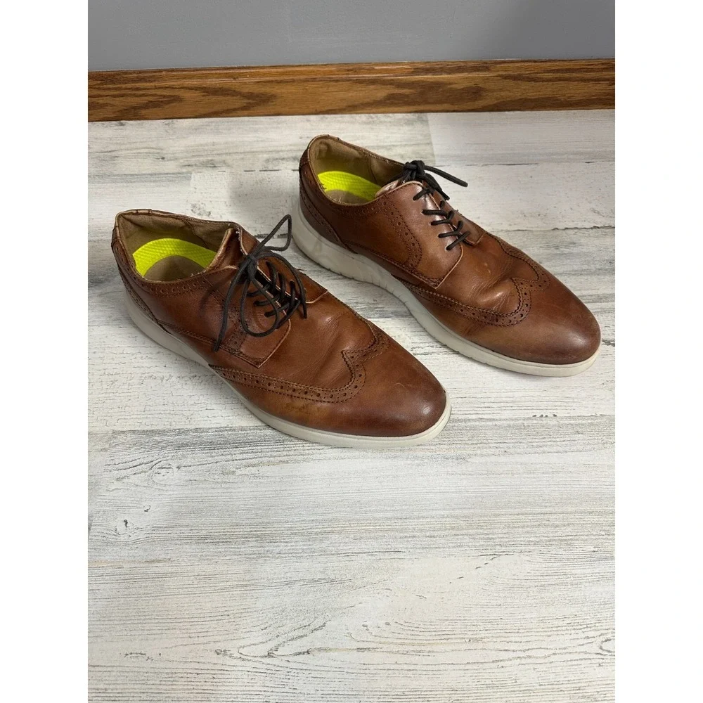 Florsheim Mens Leather Sneakers Size 10W Comfortech Oxford Lace Up WingTip Shoes